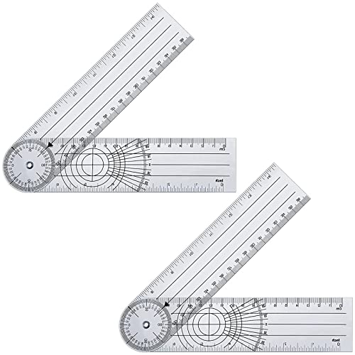 GUGUGO 2 Stücke Winkelmesser, Goniometer, Goniometer Physiotherapie, PVC Medizinischer Winkelmesser, Winkelmesser Physiotherapie, 360° Winkel Transparenter Gelenkmesser von GUGUGO