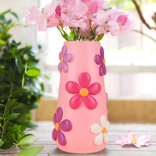GUGUGO Pastellblumen-Vase, Regenbogen-Funky-Mushroom-Deko, einzigartige Bunte dekorative, eklektische Blumenvase für Tischdeko, süße Zimmerdeko im Aesthetic-Stil (D), 20,3 cm hoch von GUGUGO