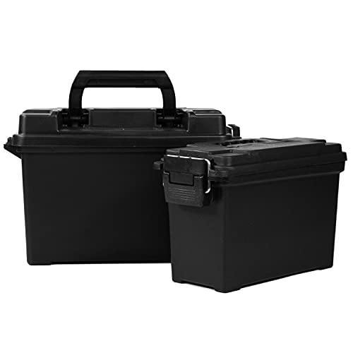 GUGULUZA Munitionsbox Munitionskiste Kunststoff Schwarz für Pistole Gewehr Schrotflinte Patronen Munition Behälter, Combo 2er Pack von GUGULUZA