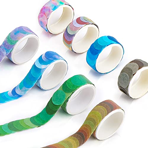 GUGUMO Washi Tape Aufkleber Set 8 Rollen Dot Washi Tapes 800 Stück Punkte Aufkleber 14mm Breite Dekorative Bänder Tape für DIY Scrapbooking Geschenkdekoration Verpackung Aufkleber(8 Rollen, 800PCS) von GUGUMO