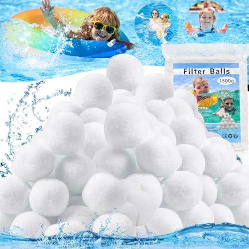 GUHAOOL Filterbälle Pool, 1500g Filterbälle für Sandfilteranlagen Ersetzen Ersatz für 54Kg Filtersand Und Quarzsand,Wiederverwendbar Filterball für Aquarium und Poolzubehör,Pool Sandfilter,Filterpumpe von GUHAOOL