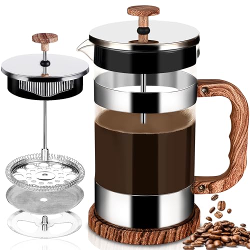 GUHAOOL French Press Kaffeebereiter, 1000 ml Klein Kaffeepresse aus Edelstahlfilter und hitzebeständigem Glas, French Press Filter für Kaffee oder Tee, Cafetière,Kaffeezubereiter,Coffee Press aus Glas von GUHAOOL
