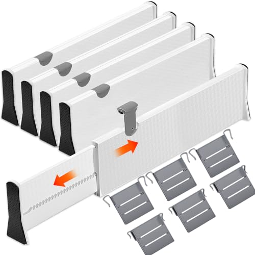 GUHAOOL Schubladentrenner Verstellbar,4er-Set Schubladenteiler Organizers mit Trennstegen(37,5-54cm, 10cm Hoch), Gefedert, Kleiderschrank Schubladen Ordnungssystem für Schlafzimmer,Kommode,Küche,Büro von GUHAOOL