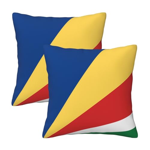 GUHAOT Weiche dekorative Kissenbezüge für Sofa, 2er-Set, Motiv: Seychellen-Flagge von GUHAOT