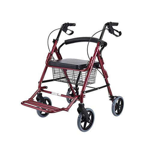 Faltbarer Rollator, 4-Rad-Rollator, Zusammenklappbare Gehhilfe, Höhenverstellbare Griffe Mit Gepolstertem Sitz Und Rückenlehne, Aluminium-Rollen von GUHPZA