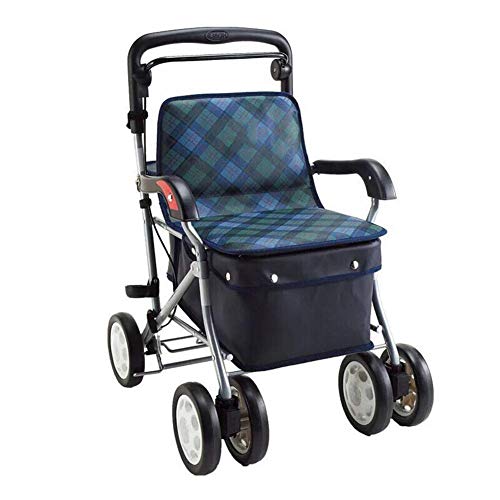 Faltbarer Rollator, Aluminium-Rollator Mit 4 Rädern Und Einkaufskorb, Faltbarer Gehwagen Für Ältere Menschen, Mobilitätshilfe, Höhenverstellbares Rollen,B von GUHPZA