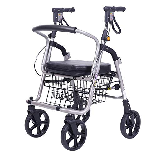 Faltbarer Rollator, Antriebsrollator Mit Sitz, 4 Räder, Faltbare Gehhilfen, Robuster, Leichter Rahmen Aus Aluminiumlegierung, Für Senioren Zum Gehen, Schwarz von GUHPZA