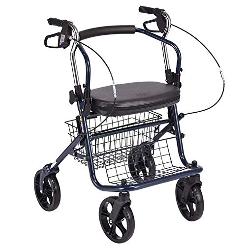 Faltbarer Rollator, Aufrecht Klappbar, Gehhilfe Für Ältere Menschen Mit Behinderung, Sitz Und Räder, Höhenverstellbare Griffe, Mit 8-Zoll-Rädern, Trägt 100 Kg,Blue von GUHPZA