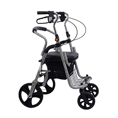 Faltbarer Rollator, Gehhilfen, 4 Räder, Tragbar, Rollator Mit Pedal, Antrieb Mit Bequemer Rückenlehne, Doppelbremssystem, Für Senioren Zum Gehen, Grau von GUHPZA