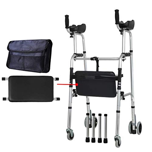Faltbarer Rollator, Standard-Gehgestell, 4 Räder, Mit Rädern, Sitz Und Tasche – Faltbarer Rollator Für Senioren – Gehhilfen, Leichtes Aluminium, Trägt Bis Zu 200 Kg von GUHPZA