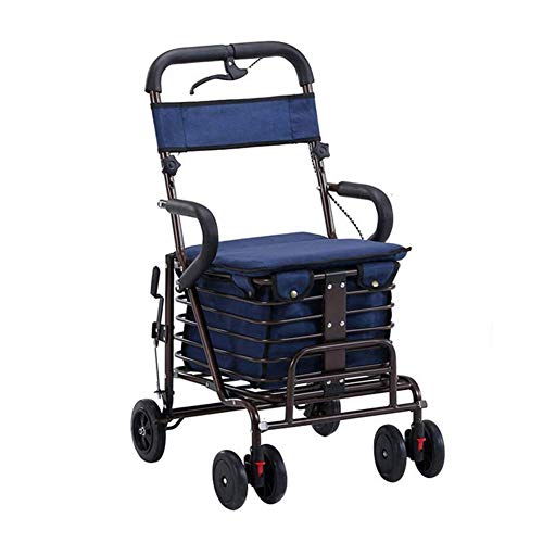 Faltbarer Rollator, Tragbarer Einkaufswagen, Faltbarer Rollator, Gehhilfe, Vierrädriger Wagen Mit Gepolstertem Sitz Und Korb Für Ältere Menschen,A von GUHPZA