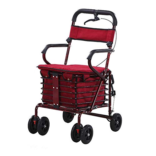 Faltbarer Rollator, Tragbarer Einkaufswagen, Faltbarer Rollator, Gehhilfe, Vierrädriger Wagen Mit Gepolstertem Sitz Und Korb Für Ältere Menschen,D von GUHPZA