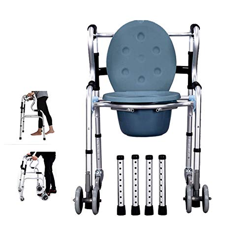Faltbarer Rollator, Zusammenklappbarer Gehrahmen, Leicht, 4 Räder, Aluminium-Rollator, Mobiler Toilettenstuhl, Höhenverstellbar von GUHPZA