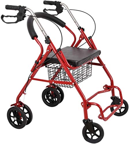 Faltbarer Rollator, Zusammenklappbarer Gehwagen Mit Gepolstertem Sitz Und Rückenlehne, 4 Große Räder, Mobilitätshilfe Für Erwachsene, Senioren Und Behinderte Mit Bremsen von GUHPZA