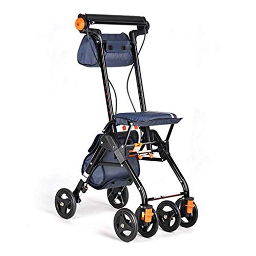 Faltbarer Rollator 4 Räder Tragbare Gehhilfen Faltbar, Antriebsrollator Mit Sitz, Rollendes Doppelbremssystem, Verwendet Für Senioren Gehen,Blue von GUHPZA