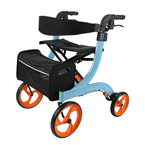 Faltbarer Rollator Junior Rollator Mit Sitz, Antrieb Rollbar Faltbar, 4 Räder Gehhilfen Doppelbremssystem, Verwendet Für Senioren Gehen,Blue von GUHPZA