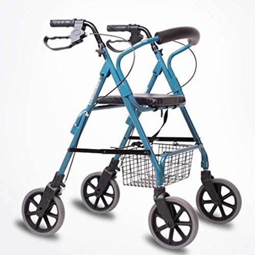 Faltbarer Rollator Mobility Drive Gehhilfen 4 Räder, Rollator Mit Doppelbremssystem, Rollen 4 Höhenverstellbar Verwendet Für Senioren Gehen,Blau von GUHPZA