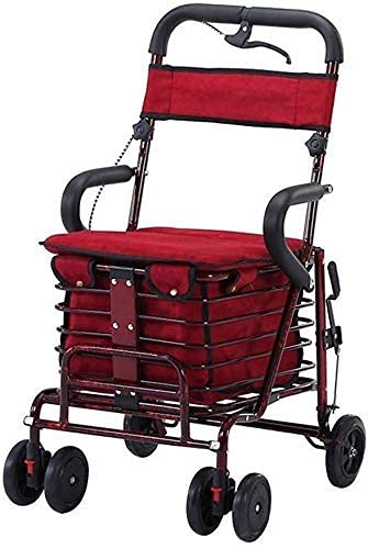 Faltrollator Seniorenrollator Leichtgewicht Gehgestell Gehhilfe Mobilitätshilfe Faltbar Mit Sitz Und Tasche 4 Räder von GUHPZA