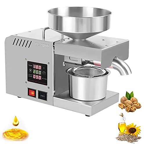 GUHPZA Automatischer Ölpressen-Extraktor Kalt-Heiß-Nuss-Ölaustreiber 304 Edelstahl-Ölpressmaschine mit LCD-Display-Temperaturregelung für Erdnüsse, Sojabohnen, Raps 610W GUHPZA Automatischer Ölpressen-Extraktor Kalt-Heiß-Nuss-Ölaustreiber 304 Edelstahl-Ölpressmaschine mit LCD-Display-Temperaturregelung für Erdnüsse, Sojabohnen, Raps 610W von GUHPZA