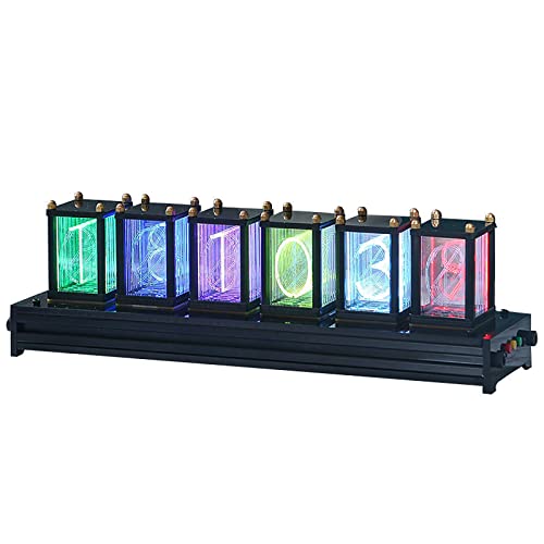 GUHPZA DIY-Kits RGB-Led-Imitat-Glühröhrenuhr, 6-Bit-IPS-Röhren-Digitaluhr, 6-Bit-LCD-Zeitanzeige, Kreative Retro-Schreibtischdekoration, Bester Freund von GUHPZA