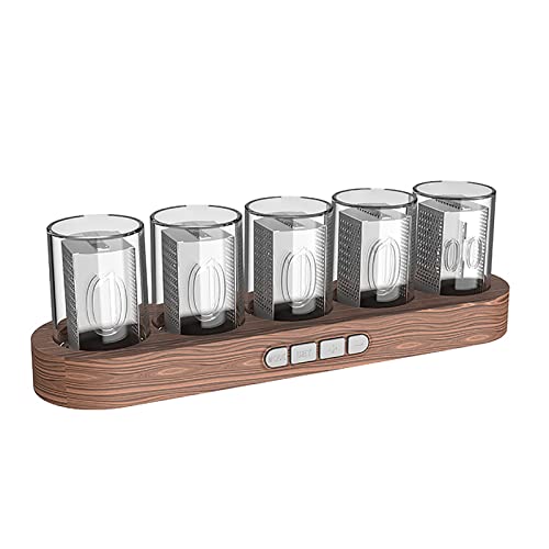 GUHPZA Digitale Röhren-Tischuhr, Retro-Röhrenuhr-Simulationskit, 1600 Farben RGB-Vollfarbe, 5-Bit-IPS-LCD-Bildschirm, Jahr/Monat/Tag/Regelmodus, Kreative Schreibtisch,Wooden Strand von GUHPZA