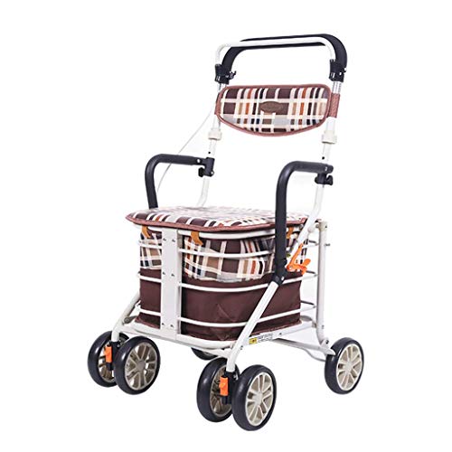 GUHPZA Faltbarer Rollator, 4 Räder, Aluminiumlegierung, Rollend, Leicht, Faltbar, Mit Abnehmbarem Sitz Und Bremse, Höhenverstellbar von GUHPZA