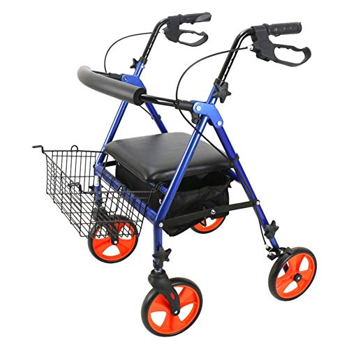 GUHPZA Faltbarer Rollator, 4 Räder, Mit Sitz Und Tasche, Mobilitätshilfe Für Erwachsene, Senioren, Ältere Menschen Und Behinderte, Transportstuhl Aus Aluminiumlegierung von GUHPZA