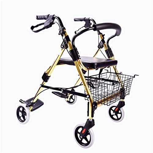 GUHPZA Faltbarer Rollator, 4 Räder, Rollator Mit Gepolstertem Sitz, Feststellbaren Bremsen, Ergonomischen Griffen Und Einkaufskorb Für Ältere Menschen Mit Eingeschränkter Mobilität von GUHPZA