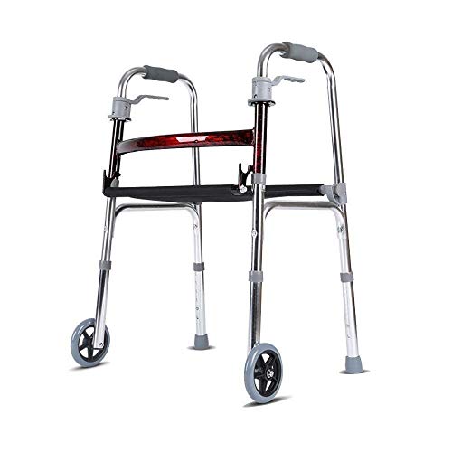 GUHPZA Faltbarer Rollator, Aluminium Mit Sitz Und 2 Rollen, Tragbarer Rollator Für Ältere Menschen, Fettleibigkeit, Gehgestell Für Erwachsene, Verstellbar, Leicht von GUHPZA