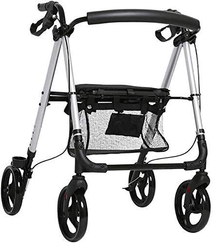 GUHPZA Faltbarer Rollator, Gehgestell, 4 Räder, Mit Rädern, Sitz, Rückenlehne Und Aufbewahrungstasche – Rollator Für Senioren – Robuster Aluminiumrahmen von GUHPZA
