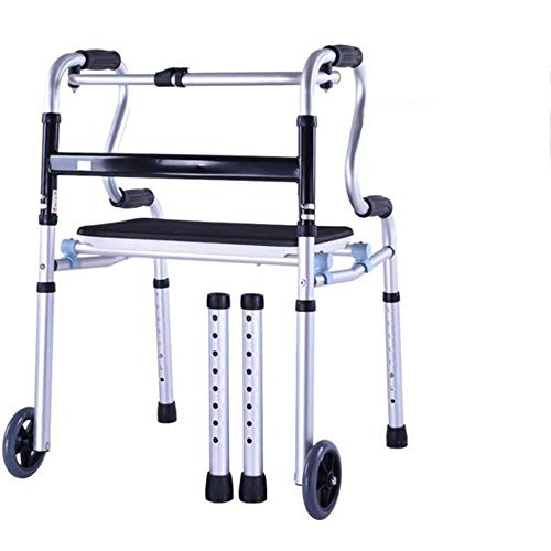 GUHPZA Faltbarer Rollator, Höhenverstellbar, Leicht, 4 Räder, Rollator, Gehgestell, Faltbar, Leicht, Aluminium, Mit Sitz von GUHPZA