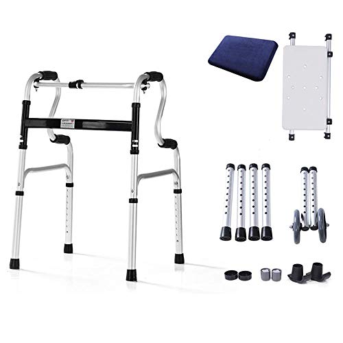 GUHPZA Faltbarer Rollator, Leichter Faltrollator Aus Aluminium Mit Gepolstertem Sitz, Mobilitätsrolling, 6-Zoll-Räder, Silber,3 von GUHPZA