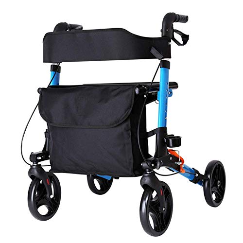 GUHPZA Faltbarer Rollator, Leichter Faltrollator Mit Sitz | Gehgestell | Transportstuhl | Doppelte Sicherheitsbremse | Höhenverstellbar | 4 Räder | Rollhilfe von GUHPZA