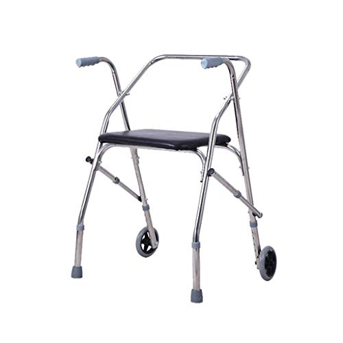 GUHPZA Faltbarer Rollator, Leichtgewicht, Faltbarer Rollator Mit 2 Rädern Und Gepolstertem Sitz Für Ältere Menschen, Erwachsene, Senioren, Behinderte, Handläufe, Krücken, Silber, Maximale GUHPZA Faltbarer Rollator, Leichtgewicht, Faltbarer Rollator Mit 2 Rädern Und Gepolstertem Sitz Für Ältere Menschen, Erwachsene, Senioren, Behinderte, Handläufe, Krücken, Silber, Maximale von GUHPZA