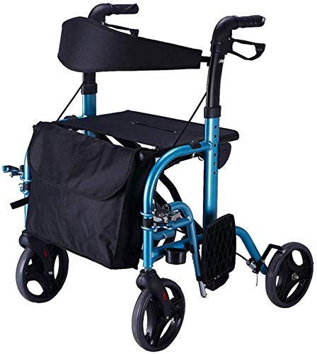 GUHPZA Faltbarer Rollator, Leichtgewicht-Rollator Für Senioren, Rollen Mit Sitz Und Rädern, Faltbare Tragbare Mobilitäts-Gehhilfen, Gehgestell Mit Aufbewahrungskorb, Blau von GUHPZA