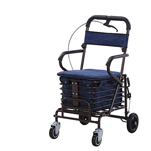 GUHPZA Faltbarer Rollator, Leichtgewichtiger Rollator Mit Vier Rädern, Zusammenklappbar, Mit Sitz Und Unterem Korb, Höhenverstellbarem Griff Und Rückenstütze, Unterstützung Bei Eingeschrä GUHPZA Faltbarer Rollator, Leichtgewichtiger Rollator Mit Vier Rädern, Zusammenklappbar, Mit Sitz Und Unterem Korb, Höhenverstellbarem Griff Und Rückenstütze, Unterstützung Bei Eingeschrä von GUHPZA