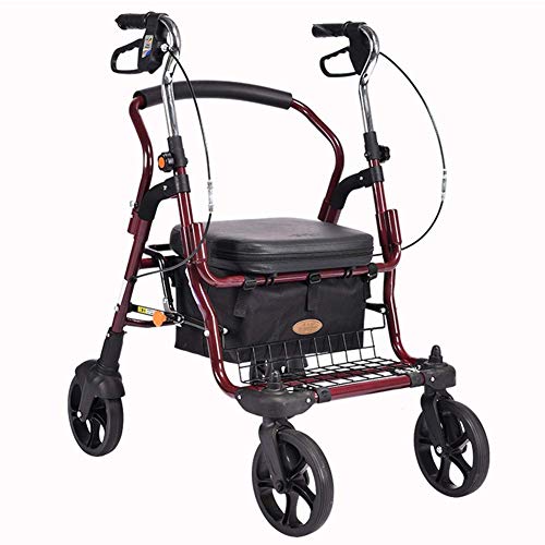GUHPZA Faltbarer Rollator, Mobilitätshilfe Für Ältere Menschen, Faltbarer Rollator Mit Doppelbremsen, 4 Räder, Transportstühle, Faltrollstuhl Mit Verstellbaren Armlehnen von GUHPZA