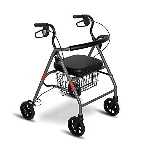 GUHPZA Faltbarer Rollator, Rollator, Faltbar, Vier Räder, Mit Gepolstertem Sitz, Feststellbaren Bremsen, Ergonomischen Griffen, Einkaufskorb, Eingeschränkter Mobilitätshilfe von GUHPZA