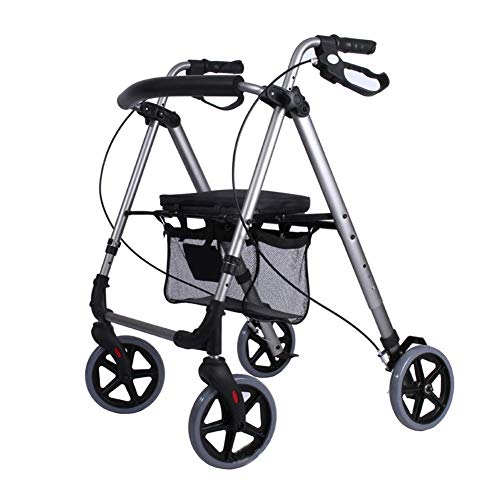 GUHPZA Faltbarer Rollator, Rollator, Leichtgewicht, Gehgestell, Klappbar, Antrieb, 4 Räder, Trolley Mit Rückenlehne, Sitz von GUHPZA