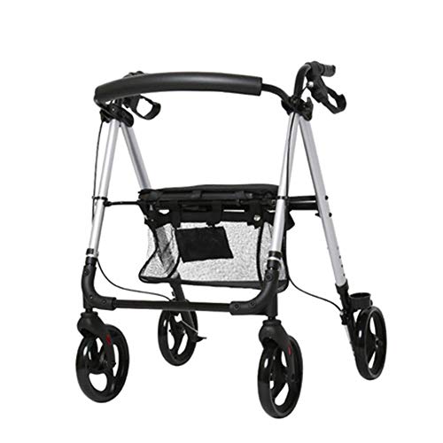 GUHPZA Faltbarer Rollator, Rollator Für Senioren, Leichtes Aluminium, Verstellbares Rollen Mit Sitz Für Ältere Erwachsene, Gehstabilisator Mit Vier Rädern,Grey von GUHPZA