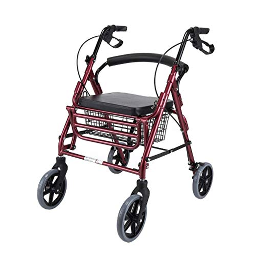 GUHPZA Faltbarer Rollator, Standard-Gehgestell, Rollator Mit Sitz Und Bremsen Und 4 Rädern, Leichte, Zusammenklappbare Mobilitätshilfe Zum Rollen Für Erwachsene, Senioren, Ältere Menschen von GUHPZA