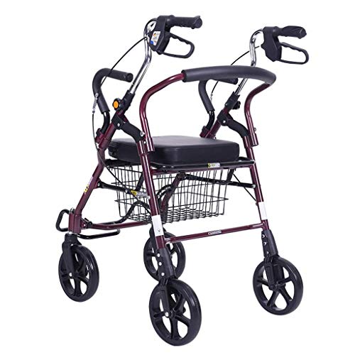 GUHPZA Faltbarer Rollator 4 Räder Erwachsene, Faltbarer Rollwagen Aus Stahl, Leichter Senioren-Rollator Mit Sitz Und Höhenverstellung von GUHPZA