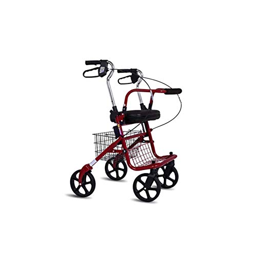 GUHPZA Faltbarer Rollator Für Ältere Menschen, Zusammenklappbarer Rollator Mit Vier Rädern, Leichter Rollator Aus Aluminium Mit Sitz, Feststellbremse, Tasche, Höhenverstellbar, Faltbar von GUHPZA