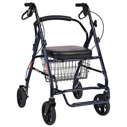 GUHPZA Faltbarer Rollator Mit 4 Rädern, Mit Sitz, Rückenlehne Und Einkaufskorb – Rollator Für Senioren – Robuster Stahlrahmen, 6-Zoll-Räder von GUHPZA