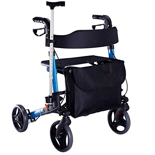 GUHPZA Faltrollator, Aluminium-Faltrollator Mit Sitz Und Tasche, Kompakter Transportstuhl, Höhenverstellbar, 4 Räder, Mobilitätshilfen von GUHPZA