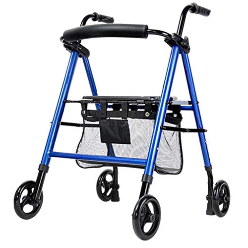 GUHPZA Faltrollator, Aluminiumrollator, Hochklappbar Und Abnehmbare Rückenlehne, Gepolsterter Sitz, Räder, Griff Und Sitzhöhe Verstellbar von GUHPZA