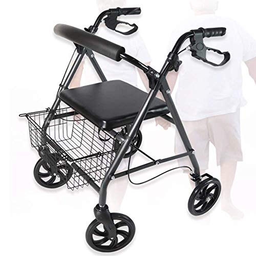 GUHPZA Faltrollator, Leichtgewicht-Rollator, Kompaktes Faltdesign, Langlebiger Faltrollator Aus Stahl, Mit Sitz Und Rädern, 8-Zoll-Räder von GUHPZA