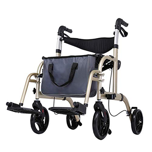 GUHPZA Faltrollator Light Trolley Leichtgewicht Rollator Aus Aluminium 4 Räder Klappbar Mit Feststellbremse Sitz Und Einkaufstasche von GUHPZA