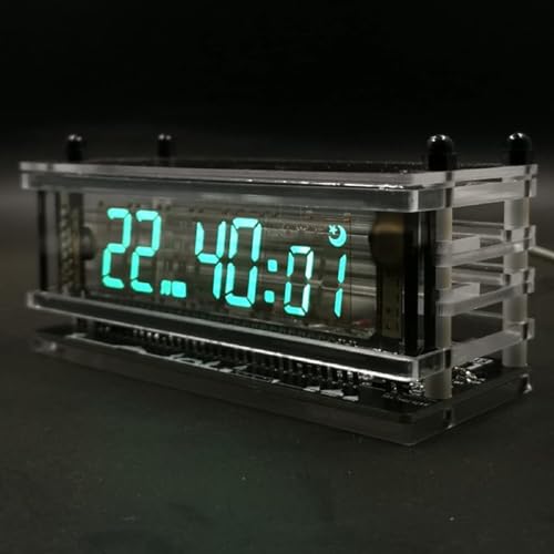 GUHPZA Fluoreszierende Bildschirmuhr, Transparente Led-Vakuum-Fluoreszenzuhr Mit Alarmmodus, Digitale Vfd-Bildschirmanzeige, 12/, Zum Dekorieren des Desktops von GUHPZA