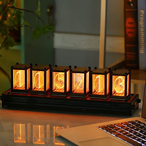 GUHPZA IPS-Imitationsröhrenuhr, RGB-Kreativuhr, 16 Millionen Farben, 6-Stelliges LCD-Display, Modusanpassungen, Kreative Retro-Schreibtischdekoration, Bester Freund von GUHPZA